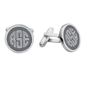BCL-7045R Charcoal Monogrammed Cufflinks