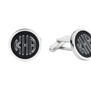 BCL-7046R Black Monogrammed Cufflinks