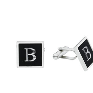 BCL-7048R Black Initial Cufflinks