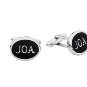 BCL-8002R Black & Steel Engraved Cufflinks