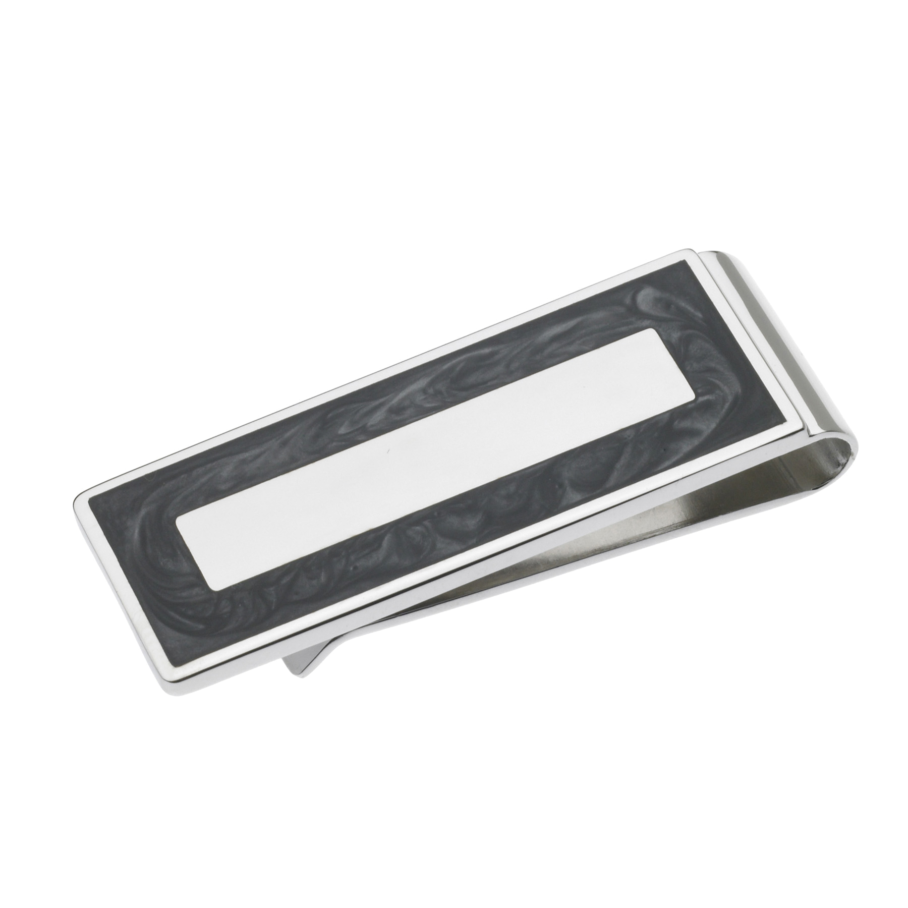 BMC-7008R Grey Swirl Money Clip in Genuine Rhodium