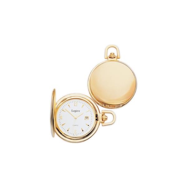 BPW-805 Small Plain Gold Pocket Watch Silver-Gold Dial