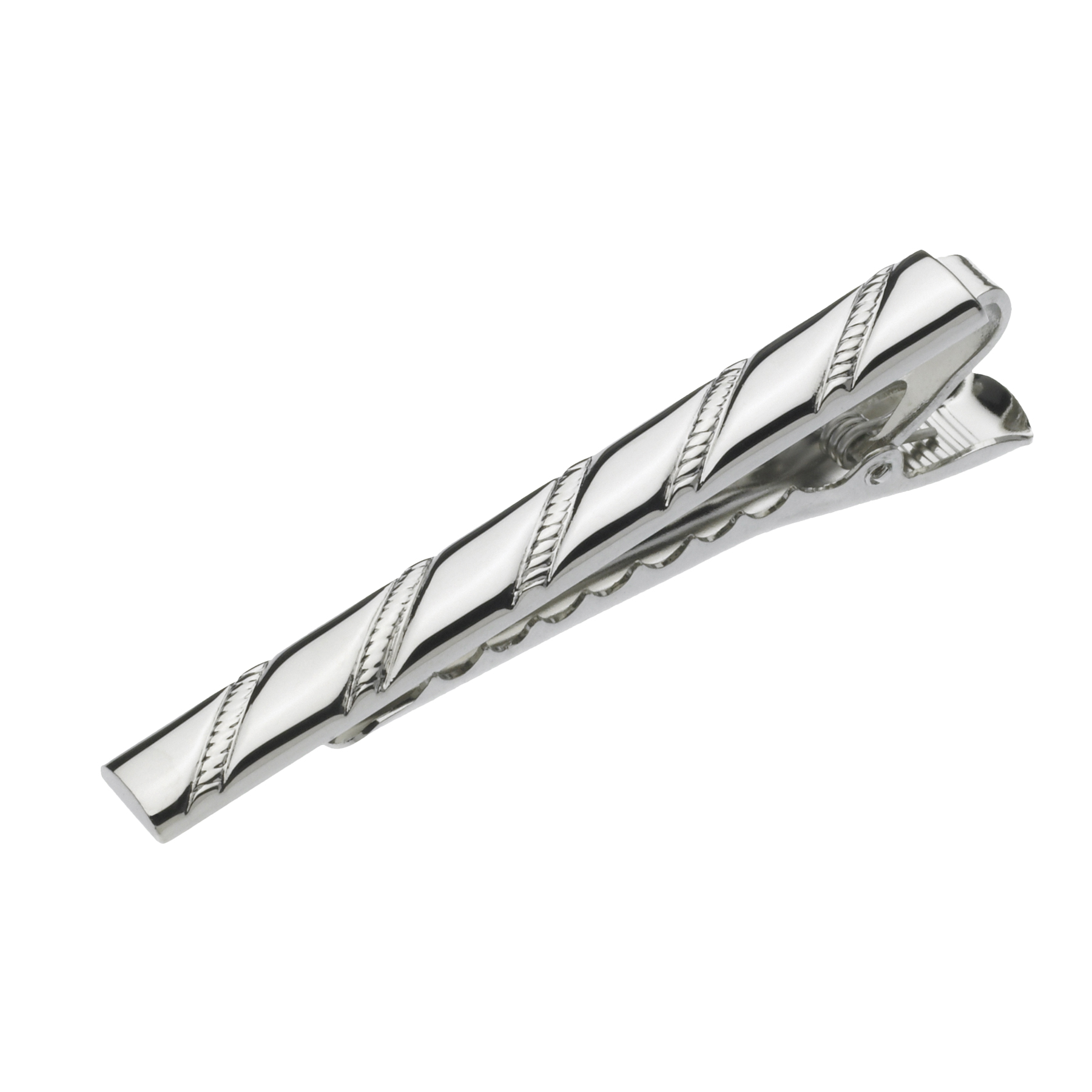 BTB-7001R Rhodium Twisted Rope Tie Bar