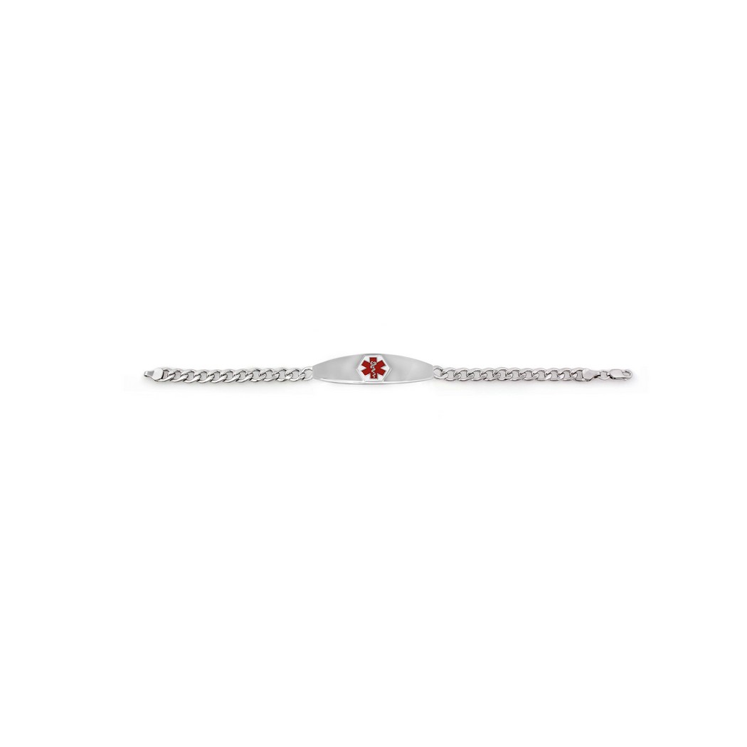 SBR-738 Sterling Silver Large 8 inch Medical Alert Bracelet