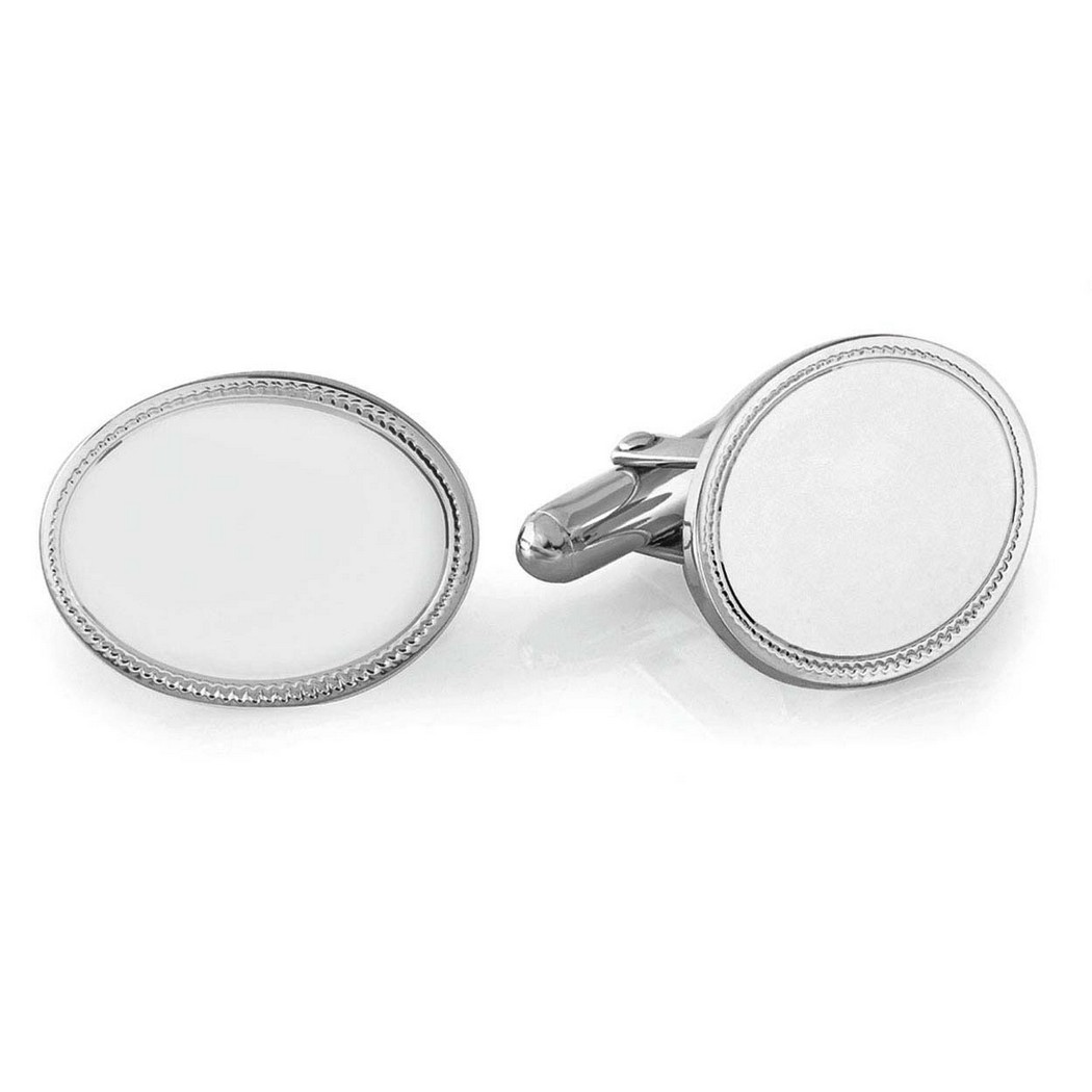 SCL-302 Sterling Silver Decorative Oval Cuff Links