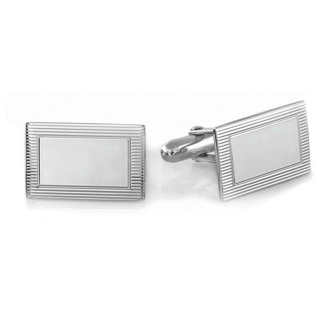 SCL-310 Sterling Silver Decorative Rectangle Cuff Links