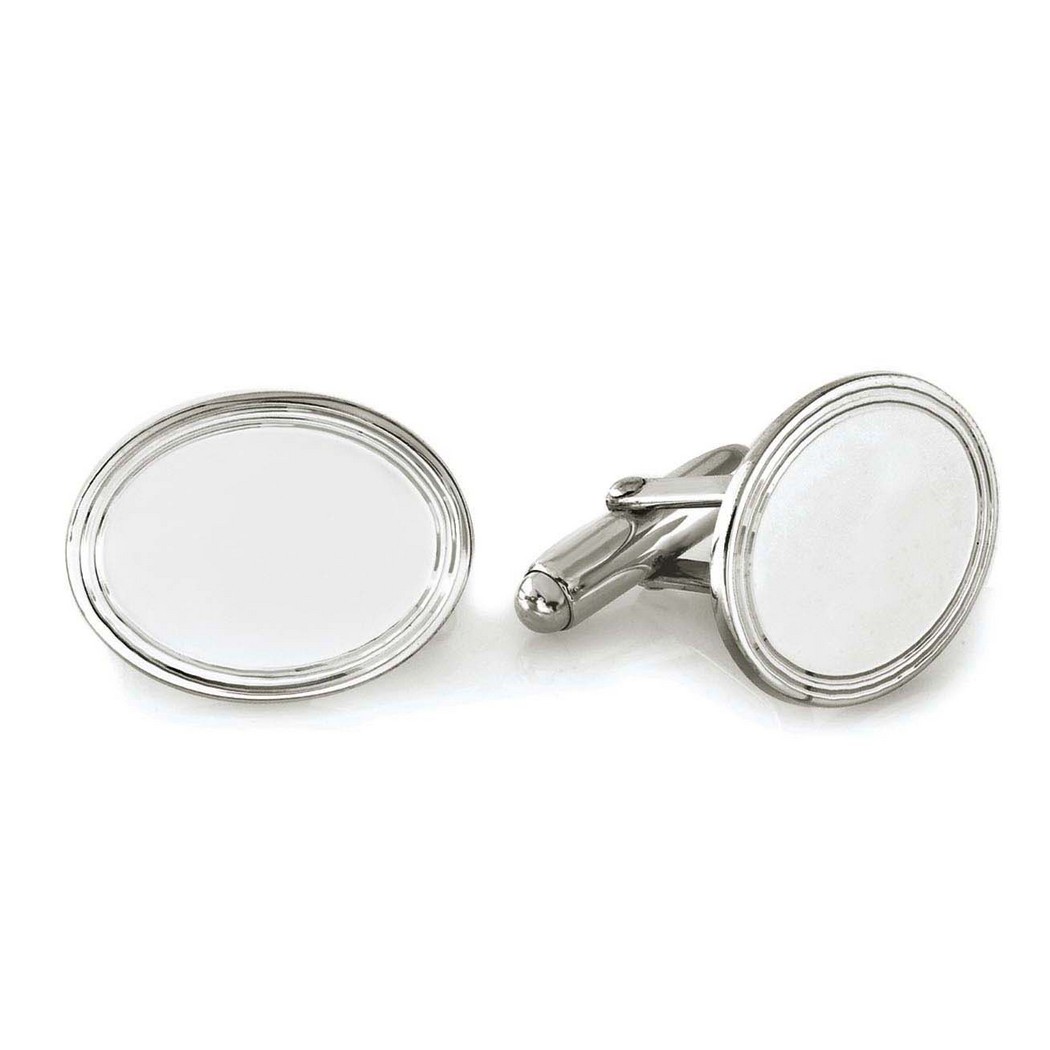 SCL-323 Sterling Silver Decorative Oval Cuff Links