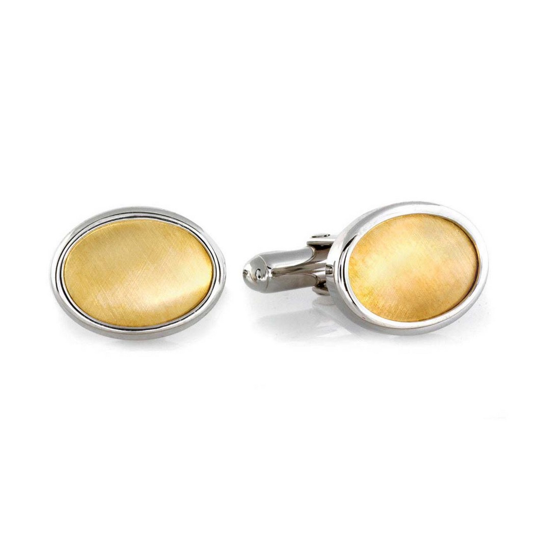 SCL-712 Sterling Silver and 14 K Yellow Gold Center Cuff Links