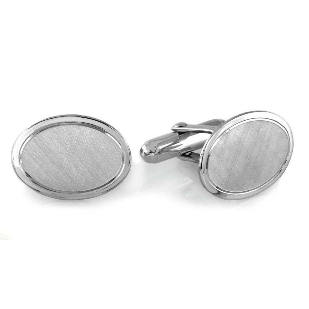 Sterling Silver Decorative Oval Cuff Links - Lumigem