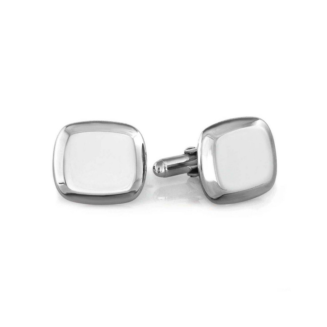 SCL-783 Sterling Silver Satin Polished Cushion Cut Cuff Links
