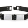 TBR-010 Stainless Steel Black Rib Link Bracelet