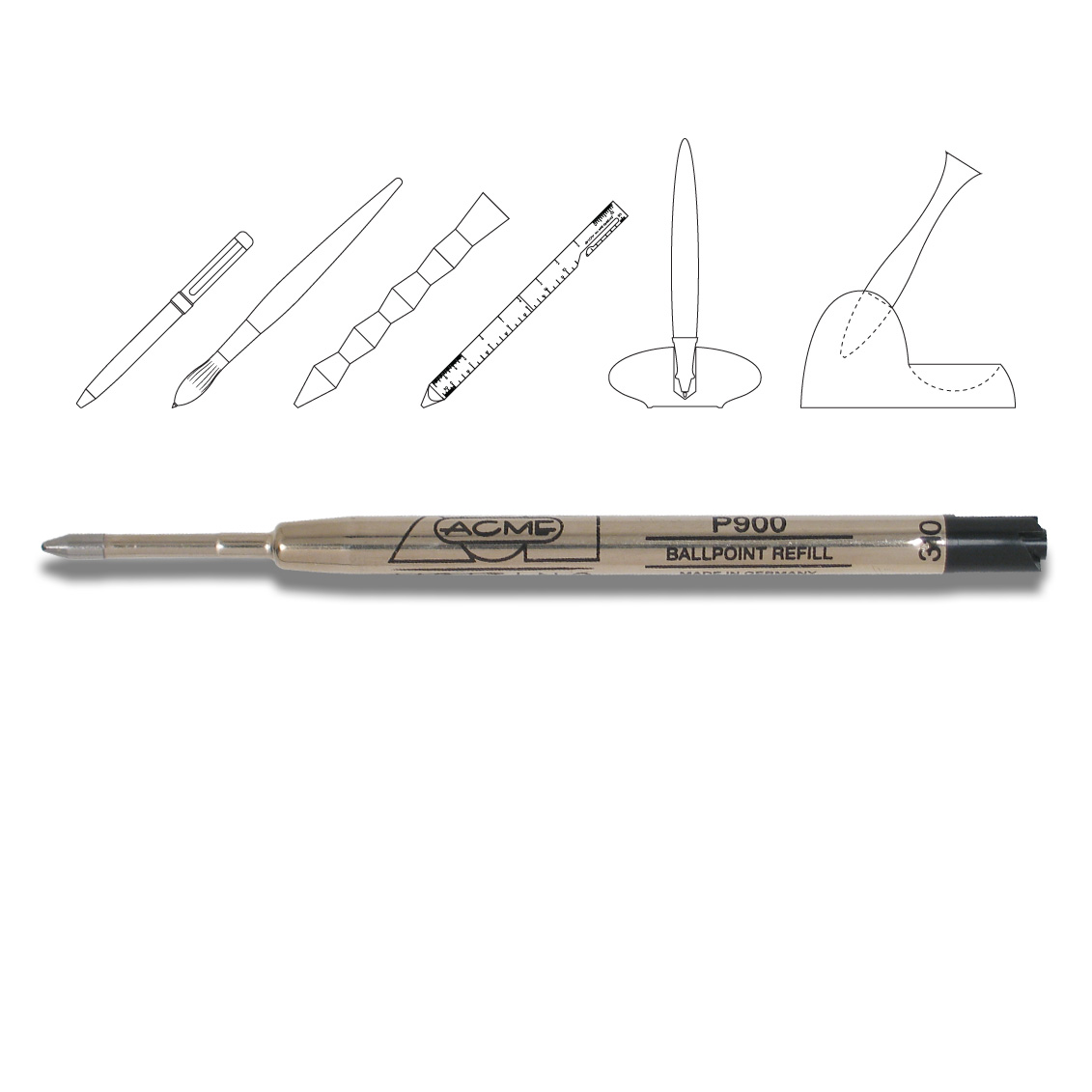 Acme PREFBPBKDP Ballpoint Black Refill